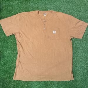 Retro Carhartt Henley tee in a classic brown